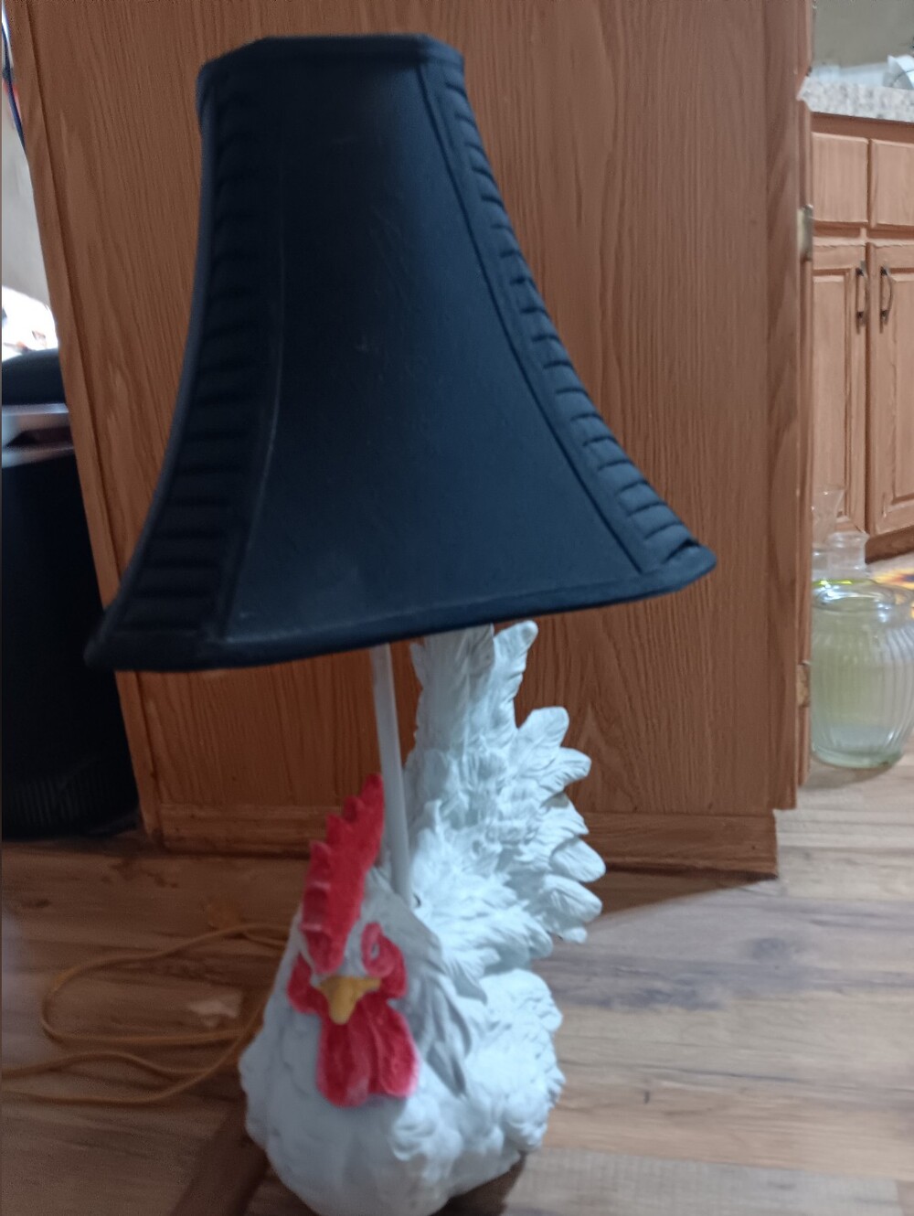 White Rooster Table Lamp with Black Shade - Decorative Home Accent